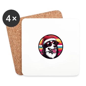 Border Collie Hund Weihnachten Cool - Untersetzer (4er-Set) - Weiß - Vorne