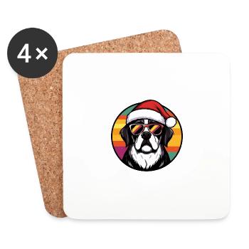 Saint Bernard Chien Noël Cool - Dessous de verre (lot de 4) - blanc - Devant