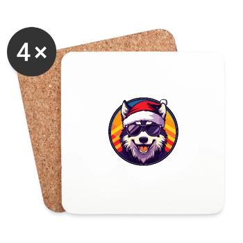 Samoyède Chien Noël Cool - Dessous de verre (lot de 4) - blanc - Devant