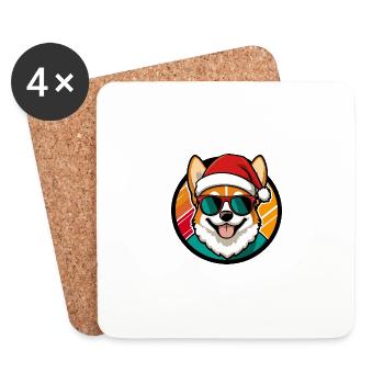 Corgi Hund Weihnachten Cool - Untersetzer (4er-Set) - Weiß - Vorne