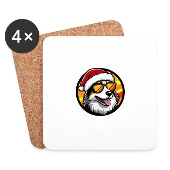 Australian Shepherd Dog Christmas Cool - Coasters (set of 4) - white - Front