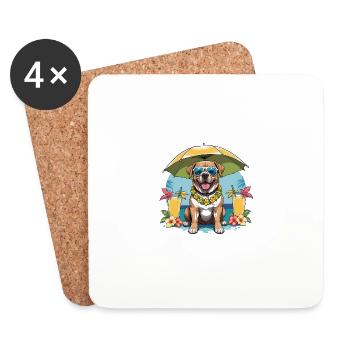 Vacances pour chiens Vacances pour chiens Île d’Hawaï Mer - Dessous de verre (lot de 4) - blanc - Devant