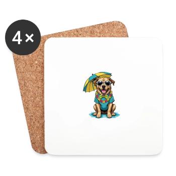 Vacances pour chiens Vacances pour chiens Île d’Hawaï Mer - Dessous de verre (lot de 4) - blanc - Devant