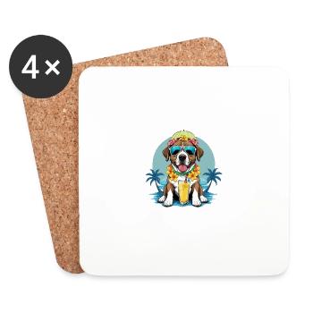 Vacances pour chiens Vacances pour chiens Île d’Hawaï Mer - Dessous de verre (lot de 4) - blanc - Devant