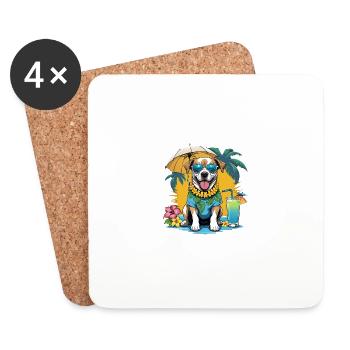 Vacances pour chiens Vacances pour chiens Île d’Hawaï Mer - Dessous de verre (lot de 4) - blanc - Devant