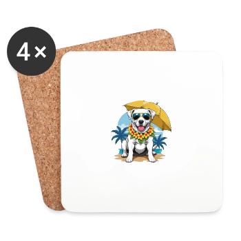Vacances pour chiens Vacances pour chiens Île d’Hawaï Mer - Dessous de verre (lot de 4) - blanc - Devant