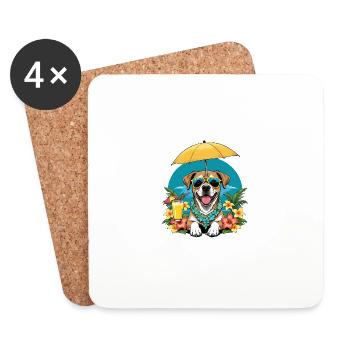 Vacances pour chiens Vacances pour chiens Île d’Hawaï Mer - Dessous de verre (lot de 4) - blanc - Devant