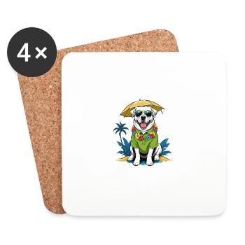 Vacances pour chiens Vacances pour chiens Île d’Hawaï Mer - Dessous de verre (lot de 4) - blanc - Devant