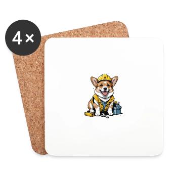 Dog Construction Worker Dog Dog Love Gift - Coasters (set of 4) - white - Front