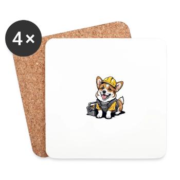 Dog Construction Worker Dog Dog Love Gift - Coasters (set of 4) - white - Front