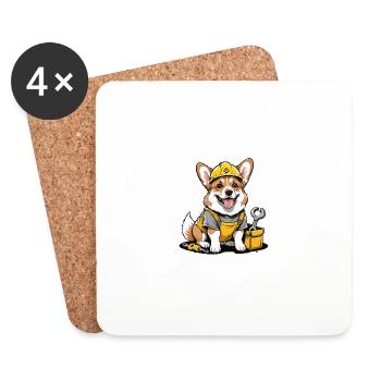 Dog Construction Worker Dog Dog Love Gift - Coasters (set of 4) - white - Front