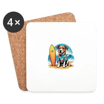 Vacances pour chiens Vacances pour chiens Île d’Hawaï Mer - Dessous de verre (lot de 4) - blanc - Devant