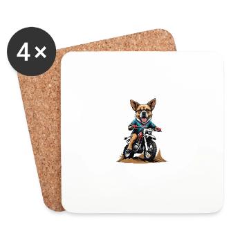 Motocross Vélo Chien Chien Cadeau Supermoto - Dessous de verre (lot de 4) - blanc - Devant