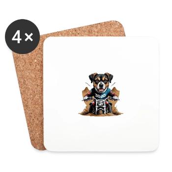 Motocross Vélo Chien Chien Cadeau Supermoto - Dessous de verre (lot de 4) - blanc - Devant