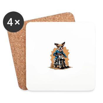 Motocross Vélo Chien Chien Cadeau Supermoto - Dessous de verre (lot de 4) - blanc - Devant
