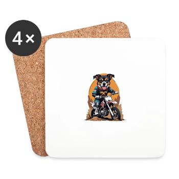 Motocross Vélo Chien Chien Cadeau Supermoto - Dessous de verre (lot de 4) - blanc - Devant