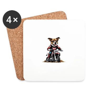 Motocross Vélo Chien Chien Cadeau Supermoto - Dessous de verre (lot de 4) - blanc - Devant