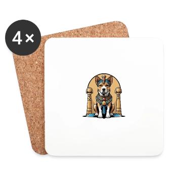 Dog Pharao Hund Ägypten Pyramide Geschenk - Untersetzer (4er-Set) - Weiß - Vorne