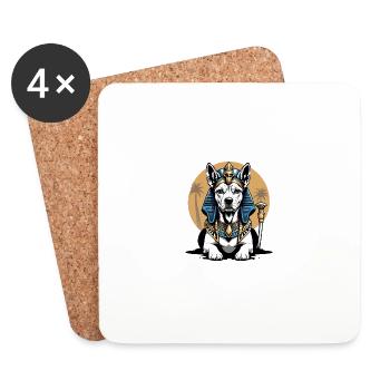 Dog Pharao Hund Ägypten Pyramide Geschenk - Untersetzer (4er-Set) - Weiß - Vorne