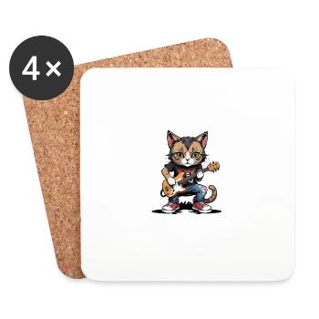 Cat Rocker Cat HardRock Gift - Dessous de verre (lot de 4) - blanc - Devant
