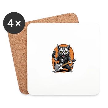 Cat Rocker Cat HardRock Gift - Dessous de verre (lot de 4) - blanc - Devant