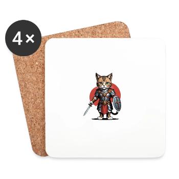 Cat Roman Warrior Cat Gift - Coasters (set of 4) - white - Front
