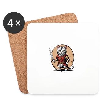 Cat Roman Warrior Cat Gift - Coasters (set of 4) - white - Front