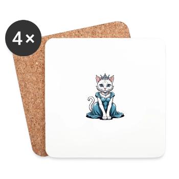 Chat Princesse Reine Chat Cadeau élégant - Dessous de verre (lot de 4) - blanc - Devant