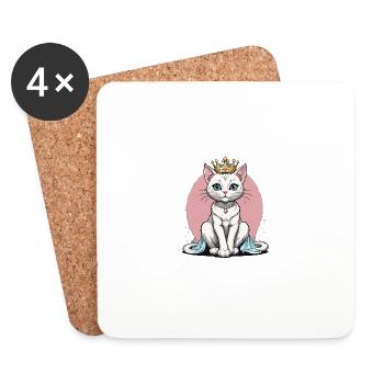 Chat Princesse Reine Chat Cadeau élégant - Dessous de verre (lot de 4) - blanc - Devant
