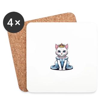 Chat Princesse Reine Chat Cadeau élégant - Dessous de verre (lot de 4) - blanc - Devant
