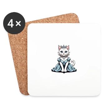 Chat Princesse Reine Chat Cadeau élégant - Dessous de verre (lot de 4) - blanc - Devant