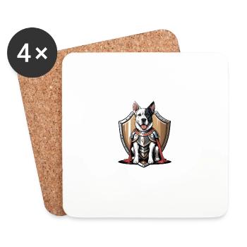 Chien Chevalier Guerrier Chien Cadeau Guerrier Chevalier - Dessous de verre (lot de 4) - blanc - Devant