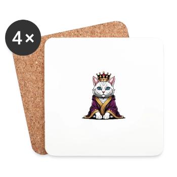 Chat Princesse Reine Chat Cadeau élégant - Dessous de verre (lot de 4) - blanc - Devant