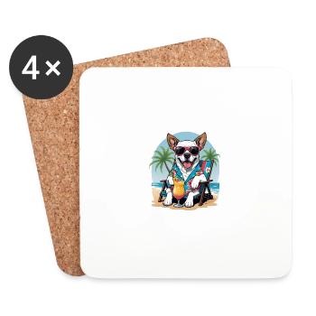 Vacances pour chiens Vacances pour chiens Île d’Hawaï Mer - Dessous de verre (lot de 4) - blanc - Devant