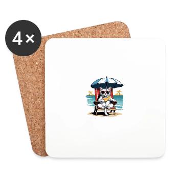 Cat Vacation Vacation Cat Vacation Hawaii Island Cat - Coasters (set of 4) - white - Front
