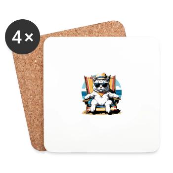 Cat Vacation Vacation Cat Vacation Hawaii Island Cat - Coasters (set of 4) - white - Front