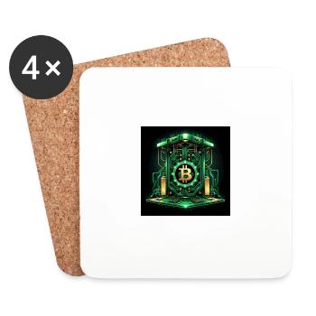 Bitcoin Crypto Crypto à la lune Gift Vault - Dessous de verre (lot de 4) - blanc - Devant