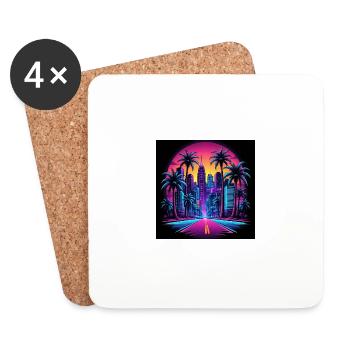 Retro City Neon Color Geschenk Gaming Retro World - Untersetzer (4er-Set) - Weiß - Vorne