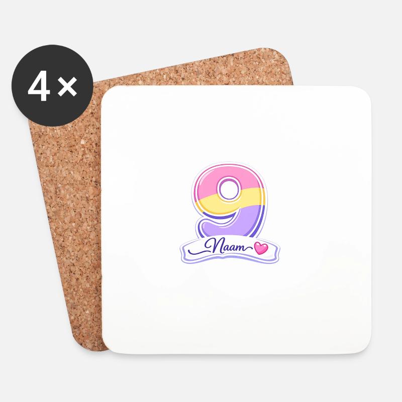 Geburtstags-9-Pastel anpassbar - Untersetzer (4er-Set) - Weiß