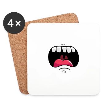 Schrei Gesicht lustig Gesichtsmaske Geschenk - Untersetzer (4er-Set) - Weiß - Vorne