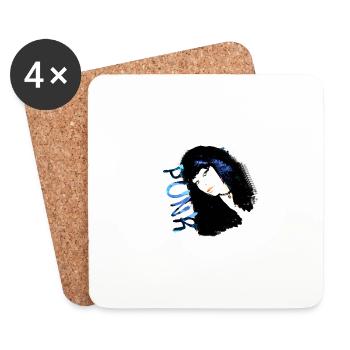 emo girl,emo,punk,painting,woman,rock,punk rock - Coasters (set of 4) - white - Front