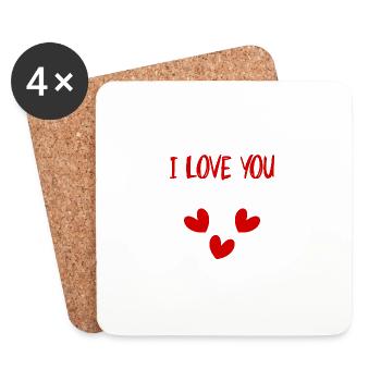 I LOVE YOU. LOVE. VALENTINE'S DAY. BACHELORETTE PARTY. I LOVE YOU. - Coasters (set of 4) - white - Front