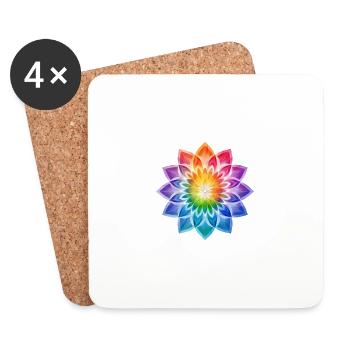 Fleur arc-en-ciel - LGBTQ - Dessous de verre (lot de 4) - blanc - Devant