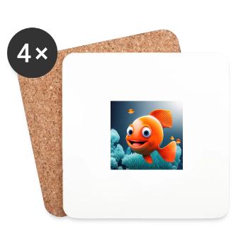 Süsser fröhlicher Clownfisch im Meer mit Korallen - Untersetzer (4er-Set) - Weiß - Vorne
