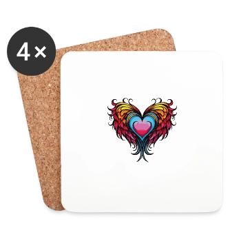 Heart Wings - Coasters (set of 4) - white - Front