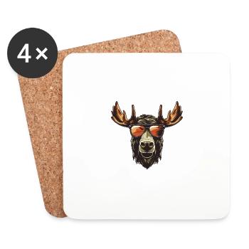 Fête Moose Cool Head - Dessous de verre (lot de 4) - blanc - Devant