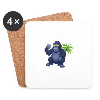 Gorilla Sommer Strand Comic - Untersetzer (4er-Set) - Weiß - Vorne