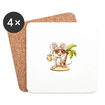 Mouse Summer Beach Comic - Coasters (set of 4) - white - Front
