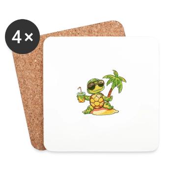 Schildkröte Sommer Strand Comic - Untersetzer (4er-Set) - Weiß - Vorne