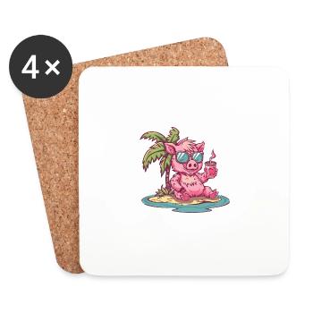 Cochon Été Sanglier - Dessous de verre (lot de 4) - blanc - Devant
